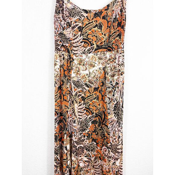 Free People Forever Yours Smocked Slip Maxi Dress Small Brown Black Floral Boho - Picture 9 of 13